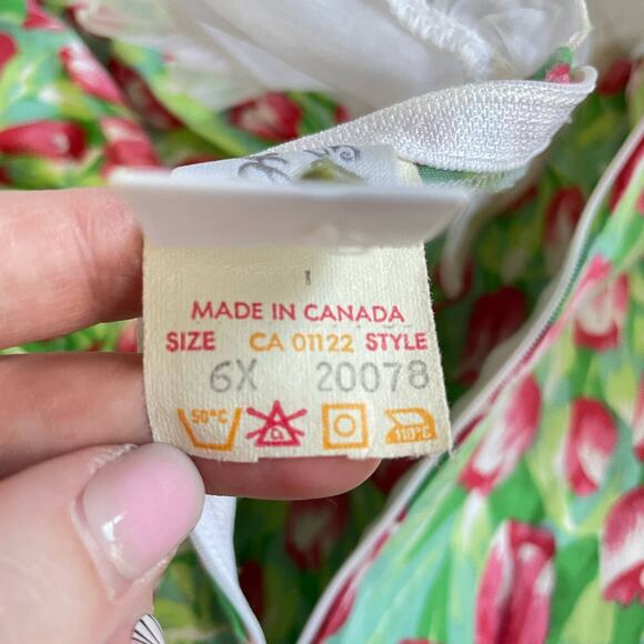 Vintage 90s Girls Tea Party Dress Baby Doll Collar Tulip Easter Dress Girl 6X - Picture 10 of 12